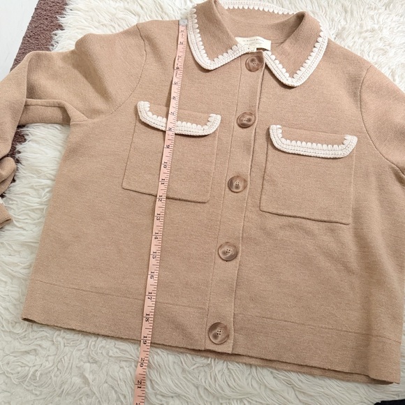 Sezane Betty Cardigan Mottled Camel Vanilla Crochet - Picture 6 of 7